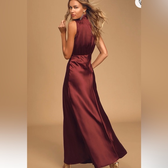 Lulus New Wine Colored Mock Neck - Picture 3 of 4